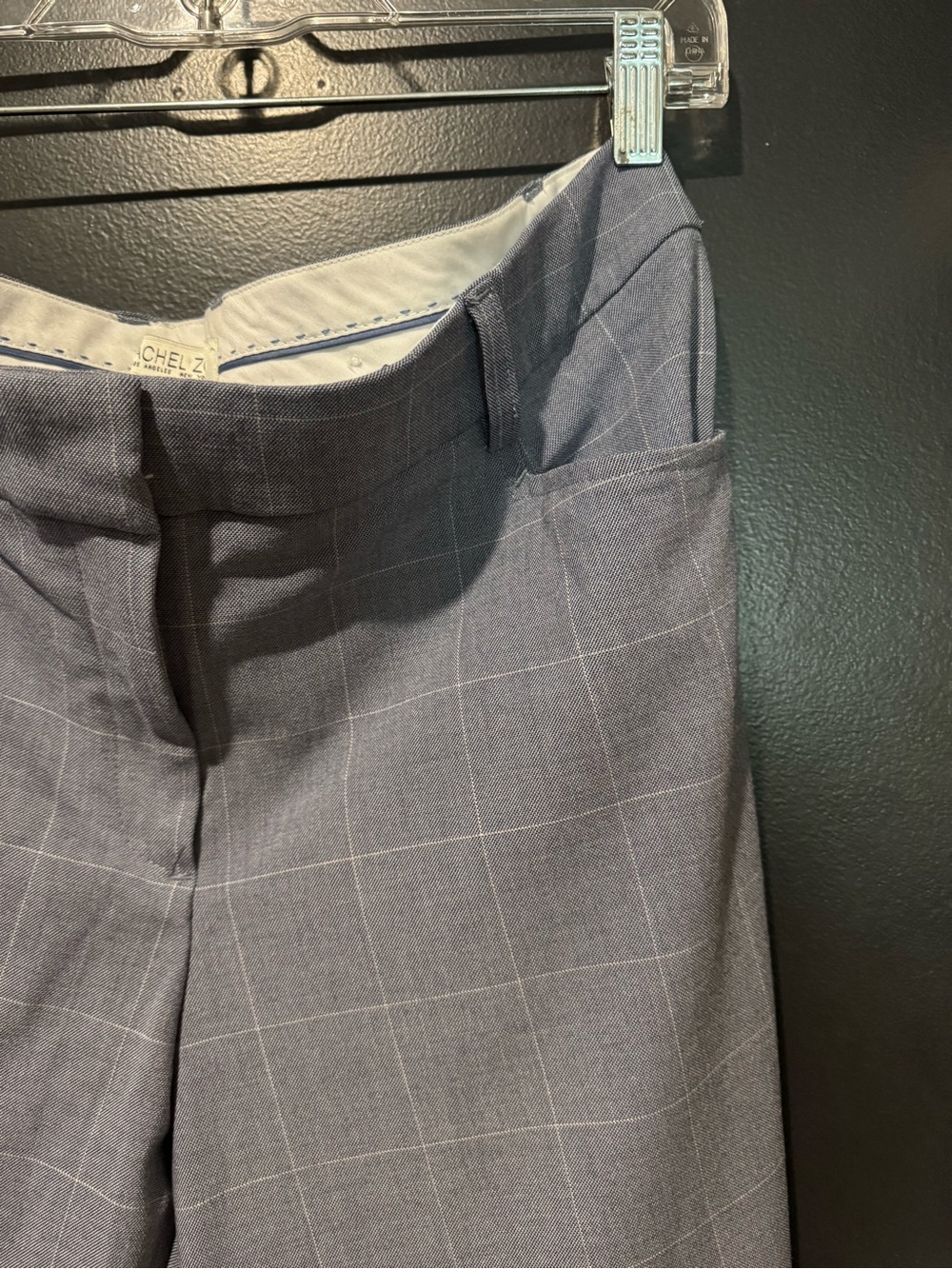 Rachel Zoe Blue Windowpane Flat-Front Trousers
